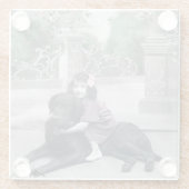 Meisje en haar Hond Glazen Onderzetter (Achterkant)