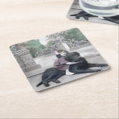 Meisje en haar Hond Kartonnen Onderzetters (Schuin)