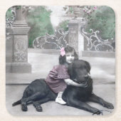 Meisje en haar Hond Kartonnen Onderzetters (Voorkant)