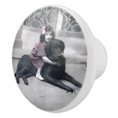 Meisje en haar Hond Keramische Knop (Rechts)