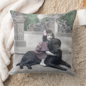 Meisje en haar hond kussen (Deken)