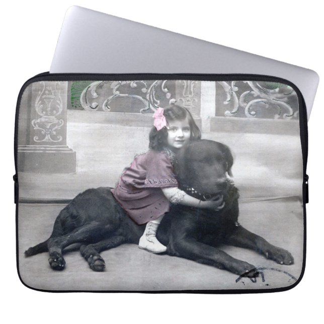Meisje en haar Hond Laptop Sleeve (Voorkant)