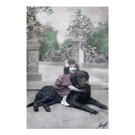 Meisje en haar hond perfect poster