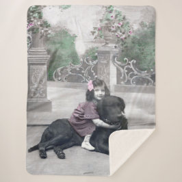 Meisje en haar Hond Sherpa Deken