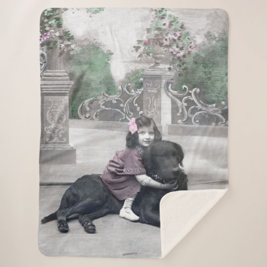 Meisje en haar Hond Sherpa Deken (Voorkant)