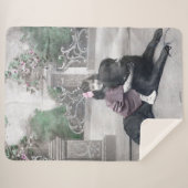 Meisje en haar Hond Sherpa Deken (Voorkant (horizontaal))