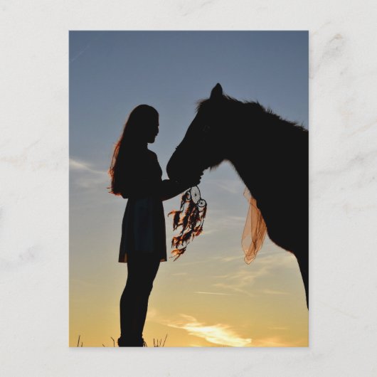 MEISJE EN HAAR HORSE BRIEFKAART (Voorkant)