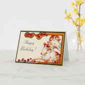 Meisje en Haar Kaart van de Verjaardag Sheltie (Gele Bloem)