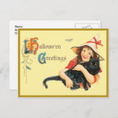 Meisje en haar kat  Briefkaart (Voorkant / Achterkant)