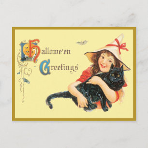 Meisje en haar kat Briefkaart