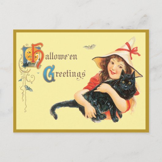 Meisje en haar kat  Briefkaart (Voorkant)