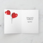 Meisje en haar labrador met hart ballonnen verjaar kaart (Binnen)