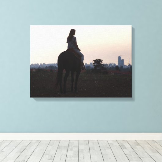 meisje en haar paard canvas afdruk (Insitu (Houten vloer))