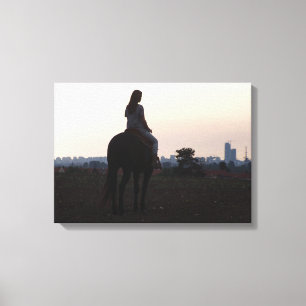 meisje en haar paard canvas afdruk