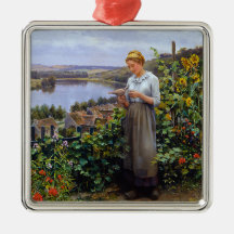 Meisje en haar Pet Dove (jonge vrouw en vogel)