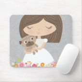 Meisje en haar pug mousepad muismat (Met muis)