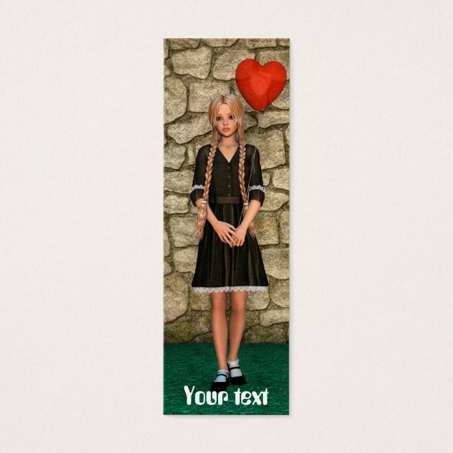Meisje en Hart Mini Visitekaartjes (Voorkant)