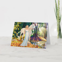 Meisje en het Helen Unicorne Wenskaart Kaart
