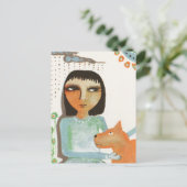 Meisje en hond briefkaart (Staand voorkant)