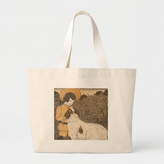 Meisje en hond grote tote bag (Voorkant)
