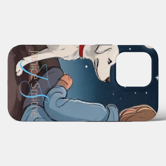 Meisje en Hond Monogram Case-Mate iPhone Case (Achterkant (horizontaal))