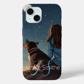 Meisje en Hond Monogram Case-Mate iPhone Case (Achterkant)