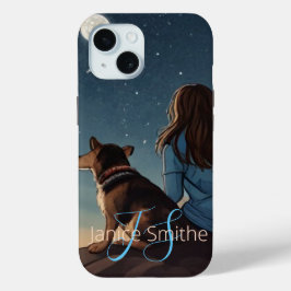 Meisje en Hond Monogram iPhone 15 Case