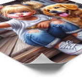 Meisje en hond Selfie Wall Poster (Hoek)