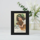 Meisje en Hond St. Patrick's Day Briefkaart (Staand voorkant)