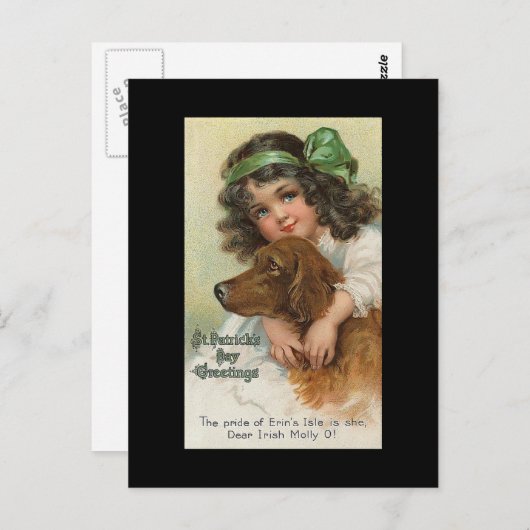 Meisje en Hond St. Patrick's Day Briefkaart (Voorkant / Achterkant)