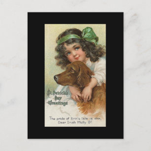  Meisje en Hond St. Patrick's Day Briefkaart