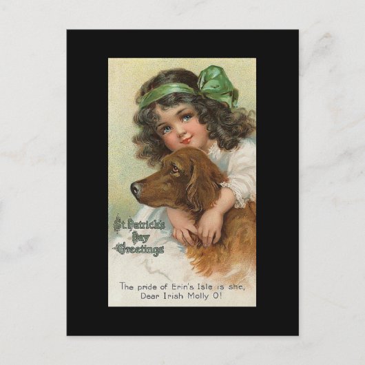 Meisje en Hond St. Patrick's Day Briefkaart (Voorkant)