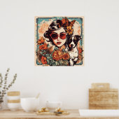 Meisje en hond vrienden poster (Keuken)
