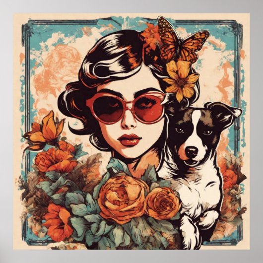 Meisje en hond vrienden poster (Voorkant)