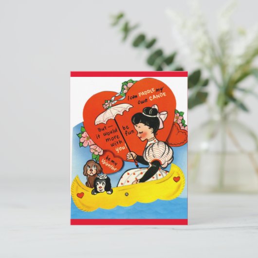  meisje en honden in het Briefkaart Canoe Valentij (Staand voorkant)