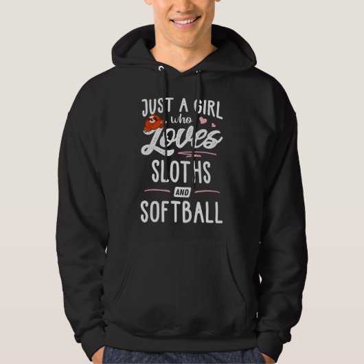 Meisje en houdt van een luiaard die softbal luiaar hoodie (Voorkant)