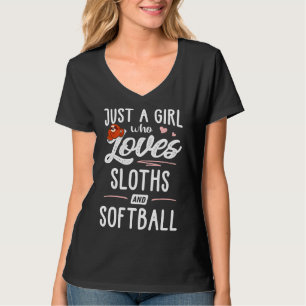 Meisje en houdt van een luiaard die softbal luiaar t-shirt