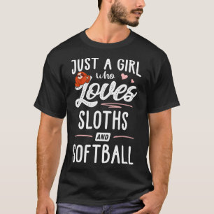 Meisje en houdt van een luiaard die softbal luiaar t-shirt