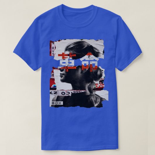 Meisje en Japanse tekst collage T-shirt (Design voorkant)