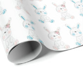 Meisje en Jongen Bunny Baby shower Wrapping Paper Cadeaupapier (Rol Hoek)