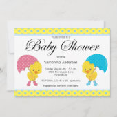 Meisje en jongen Ducky met Baby shower van het par Kaart (Voorkant)