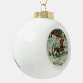 Meisje en jongen genieten van een dikke voorstelli keramische bal ornament (Links)