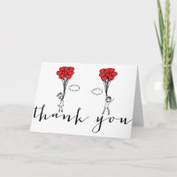 Meisje en Jongen Hart Ballonnen Doodles Bedankkaar