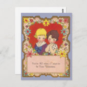  meisje en jongen in de Valentijn van het hart Briefkaart (Voorkant / Achterkant)