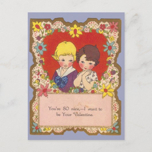  meisje en jongen in de Valentijn van het hart Briefkaart (Voorkant)