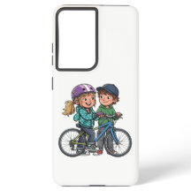Meisje en jongen met fiets