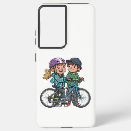 Meisje en jongen met fiets samsung galaxy hoesje