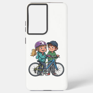 Meisje en jongen met fiets samsung galaxy hoesje
