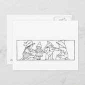 Meisje en jongen met pop en Beer  kunst Briefkaart (Voorkant / Achterkant)