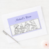 Meisje en jongen met speelgoed Aangepaste  kunst Rechthoekige Sticker (Envelop)